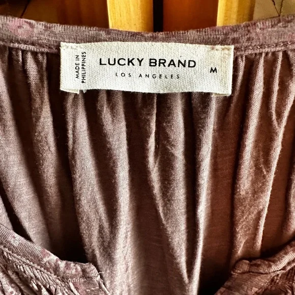 Lucky Brand new boho style Floral brown and Mauve Top - Picture 7 of 16